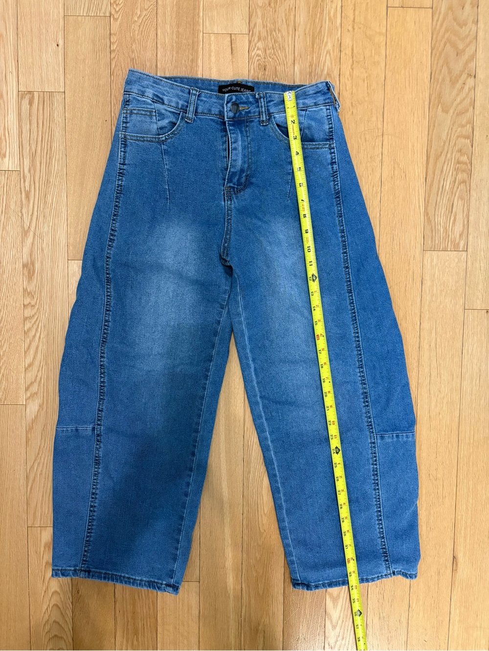 Your Cute Jeans Barrel Leg Jeans 5 Seamed Horseshoe Wide Leg Medium Wash Y2K - Picture 3 of 7